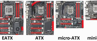 Сравнение стандартных форматов материнских плат компьютера